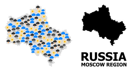 Obraz premium Weather Collage Map of Moscow Region