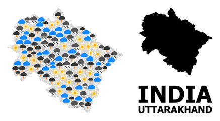 Climate Collage Map of Uttarakhand State