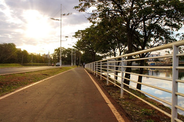 Sao Jose do Rio Preto, Sao Paulo - Cityscape of the municipal dam  park on a sunny day, tourist destination, landmark, landscape, cityscape, sunset, in high resolution