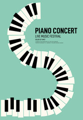 Piano concert and music festival poster modern vintage retro style © thenatchdl