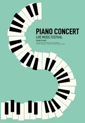 Rolgordijnen Piano concert and music festival poster modern vintage retro style © thenatchdl