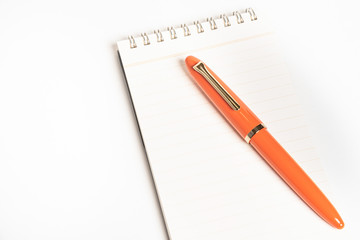 Orange Fountain Pen with Spiral-Bound Notebook