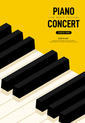Piano concert and music festival poster modern vintage retro style © thenatchdl