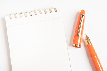 Orange Fountain Pen with Spiral-Bound Notebook