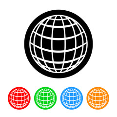 Globe icon vector planet Earth world illustration business design element with four color variations