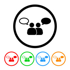 People talking icon vector communication chat bubbles illustration design element with four color variations