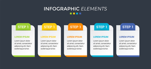 Fototapeta premium Vector Infographic label design template with icons and 5 options or steps. Can be used for process diagram, presentations, workflow layout, banner, flow chart, info graph - Vector