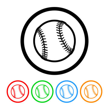 Baseball icon outlined vector baseball ball illustration sports design element with four color variations