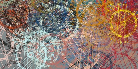 Crazy sketch random pattern. Chaos and variety. Modern art drawing painting. 2d illustration. Digital texture wallpaper. Artistic sketch draw backdrop material. 