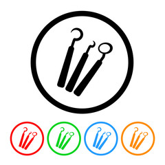 Dental tools icon vector dentist tools illustration design element with four color variations