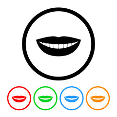 Smiling mouth icon vector smile mouth with teeth illustration design element with four color variations