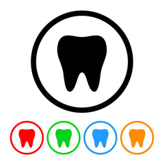 Tooth icon vector tooth silhouette dentist sign symbol illustration design element with four color variations