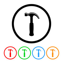 Hammer icon vector hammer illustration construction design element with four color variations