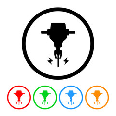 Jackhammer icon vector construction pneumatic drill illustration design element with four color variations