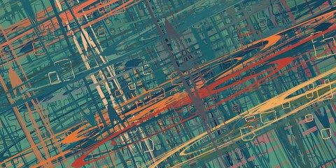 Obraz premium Crazy sketch random pattern. Chaos and variety. Modern art drawing painting. 2d illustration. Digital texture wallpaper. Artistic sketch draw backdrop material. 