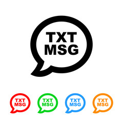 Text message chat balloon icon vector texting illustration design element with four color variations