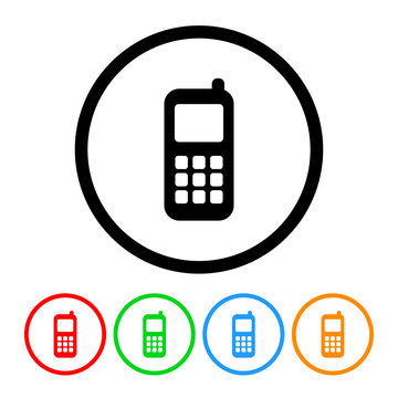 Old cell phone icon vector cellphone illustration design element with four color variations