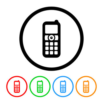 Classic cell phone icon vector phone illustration design element with four color variations