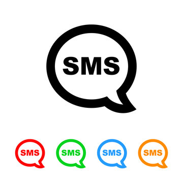 SMS text message balloon icon vector texting illustration design element with four color variations