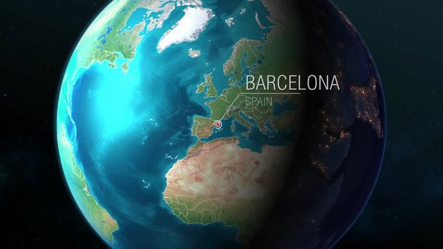Spain - Barcelona - Zooming from space to earth