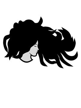 woman profile black hair silhouette clip art preview