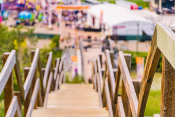 Outdoor Wooden staircase leading to the Calgary Stampede grounds