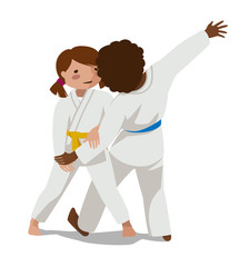 Children are practicing, defending skills in uniform