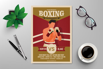 boxing tournament flyer template vector