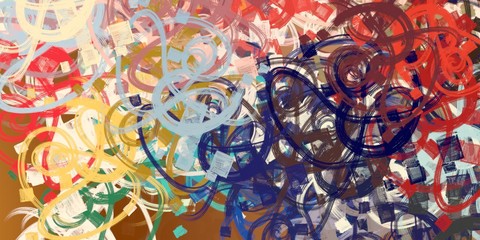 Crazy sketch random pattern. Chaos and variety. Modern art drawing painting. 2d illustration. Digital texture wallpaper. Artistic sketch draw backdrop material. 