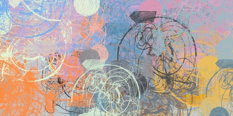 Crazy sketch random pattern. Chaos and variety. Modern art drawing painting. 2d illustration. Digital texture wallpaper. Artistic sketch draw backdrop material. 