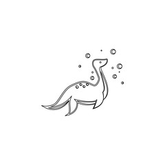 Plesiosaur cartoon icon. Element of prehistoric for mobile concept and web apps icon. Outline, thin line icon for website design and development, app development