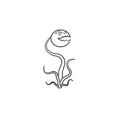Carnivorous plant cartoon icon. Element of prehistoric for mobile concept and web apps icon. Outline, thin line icon for website design and development, app development