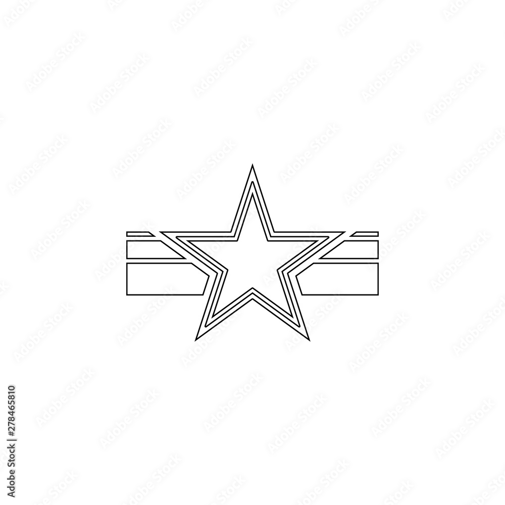 Aufkleber star on the ribbon icon. element of army for mobile concept and web apps icon. outline, thin line ic