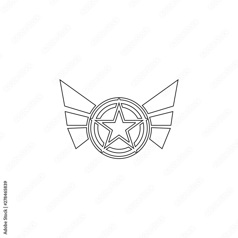 Aufkleber star with wings icon. element of army for mobile concept and web apps icon. outline, thin line icon 