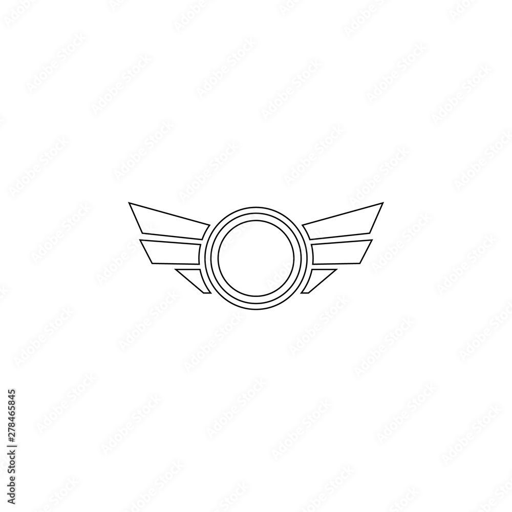 Aufkleber circle with wings icon. element of army for mobile concept and web apps icon. outline, thin line ico