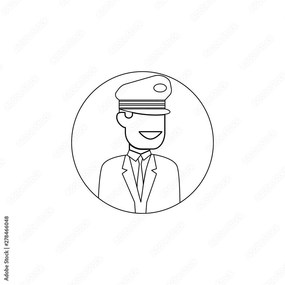 Aufkleber avatar of pilot icon. element of avatar for mobile concept and web apps icon. outline, thin line ico