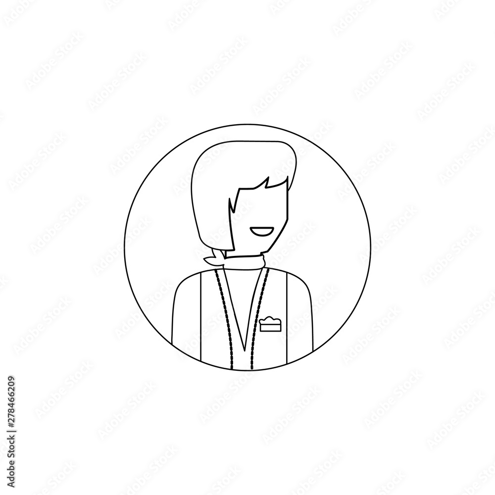 Poster avatar of dressmaker icon. element of avatar for mobile concept and web apps icon. outline, thin lin