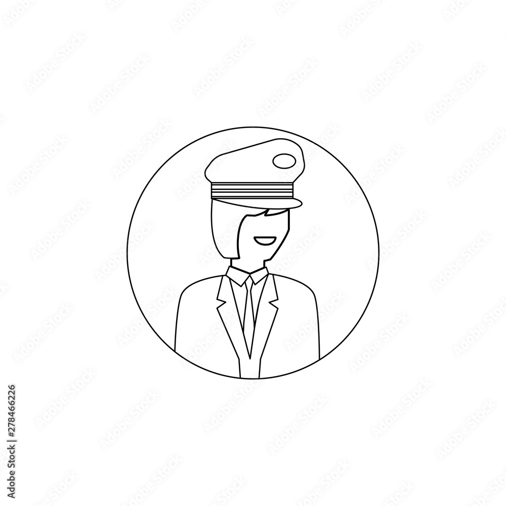 Poster avatar of woman pilot icon. element of avatar for mobile concept and web apps icon. outline, thin li
