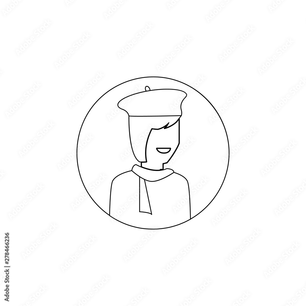 Poster avatar of woman artist icon. element of avatar for mobile concept and web apps icon. outline, thin l