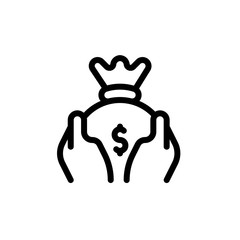 flat line money bag icon symbol sign, logo template, vector, eps 10