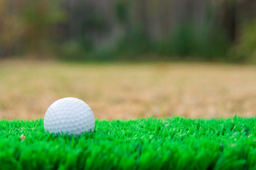 low angle of Golf ball on turf