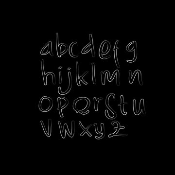 handwritten brush script Black and white English alphabet lettering doodle Letter vector