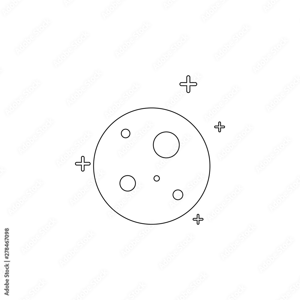 Aufkleber planet moon and stars icon. element of space for mobile concept and web apps icon. outline, thin lin