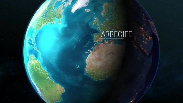 Spain - Arrecife - Zooming from space to earth