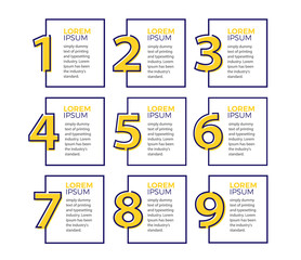 Vector Infographic label design template with icons and 9 options or steps. Can be used for process diagram, presentations, workflow layout, banner, flow chart, info graph - Vector