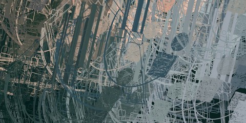 Crazy sketch random pattern. Chaos and variety. Modern art drawing painting. 2d illustration. Digital texture wallpaper. Artistic sketch draw backdrop material. 