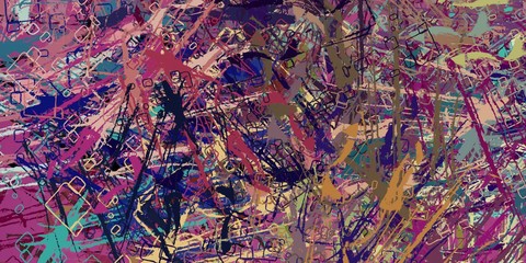 Crazy sketch random pattern. Chaos and variety. Modern art drawing painting. 2d illustration. Digital texture wallpaper. Artistic sketch draw backdrop material. 