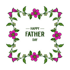 Happy father day, purple bouqet frame. Vector