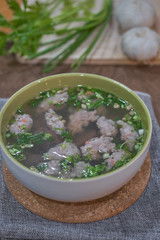 Thai Style Clear Soup with Congealed pork blood