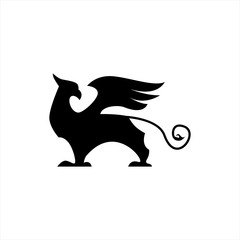griffin gargoyle logo design vector , line art style outline
